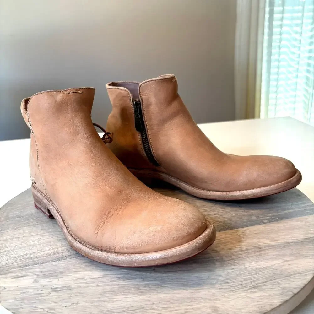 Bed Stu Yurisa Boots Women's 9.5 Ivory Velvet Leather Ankle Booties NIB F321147